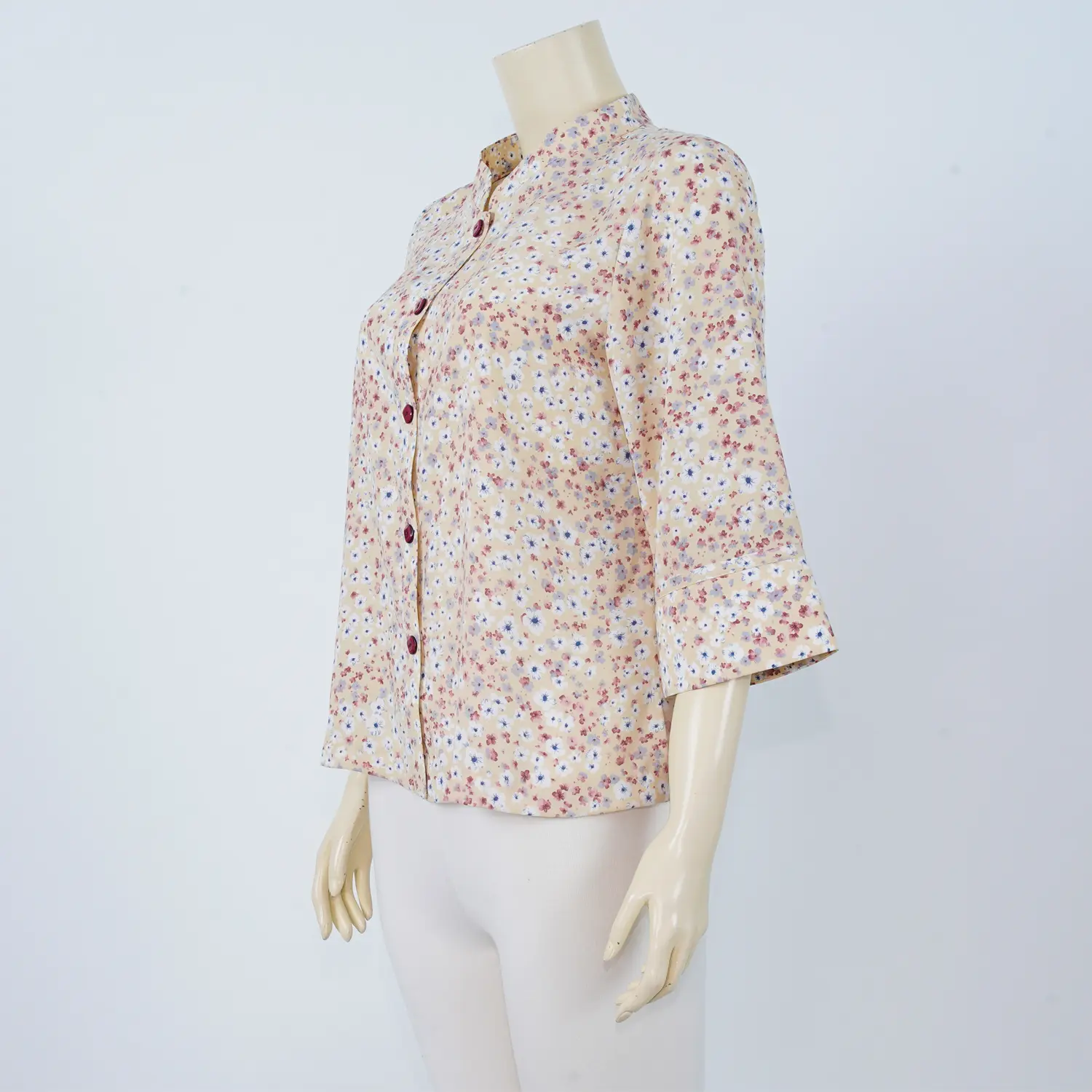 เสื้อคอตั้ง แขนกระบอก ผ้าลายดอกไม้ - Image 2