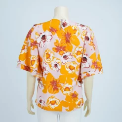 เสื้อคอกลม แขนระบาย 2 ชั้น ผ้าชีฟองลายดอกไม้ - Image 2