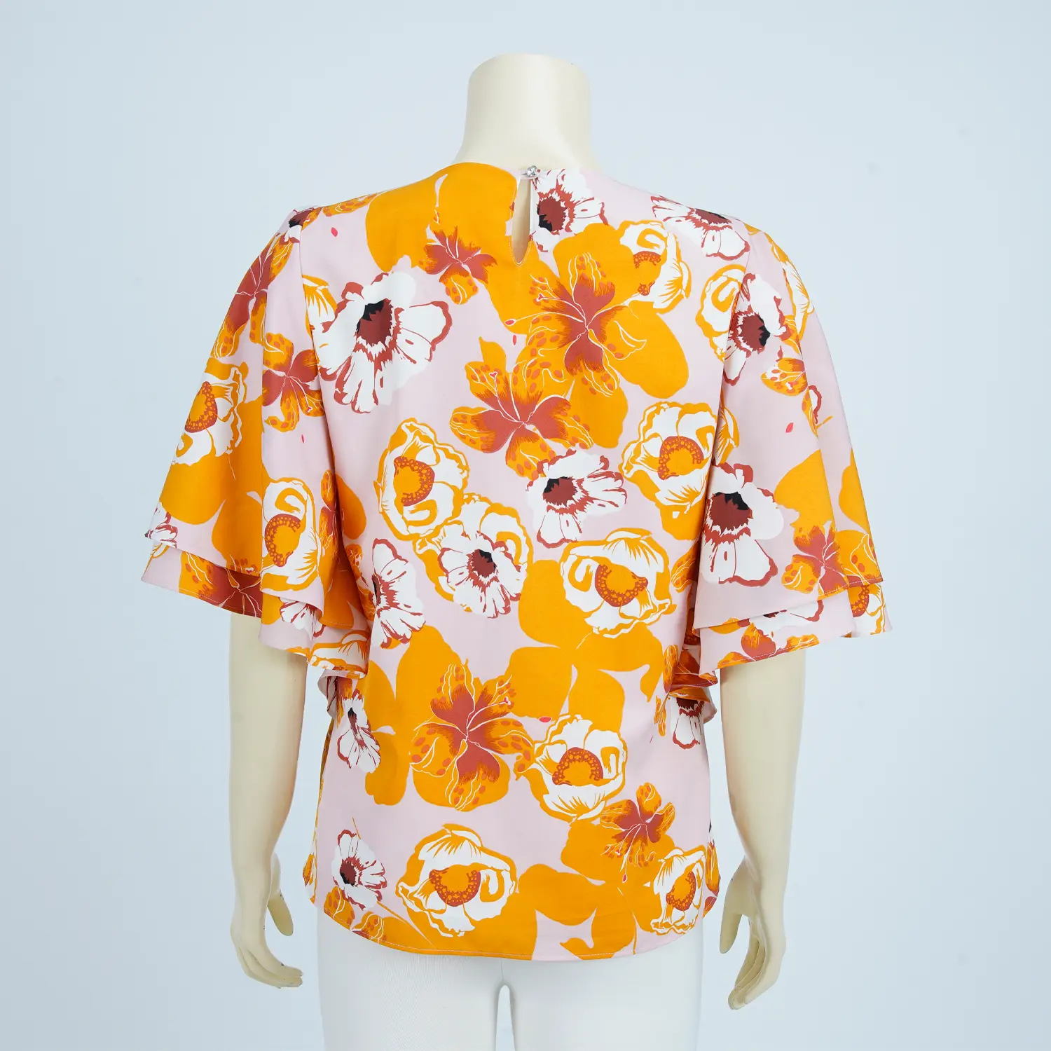 เสื้อคอกลม แขนระบาย 2 ชั้น ผ้าชีฟองลายดอกไม้ - Image 2