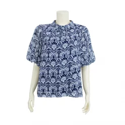 เสื้อคอตั้ง แขน 3 ส่วน ปลายแขนทรงบอลลูน   ผ้า Crepe Chiffon