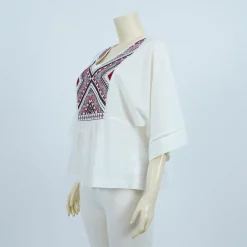 เสื้อคอวี ผ้าคอตตอน แต่งลายปัก - Image 2