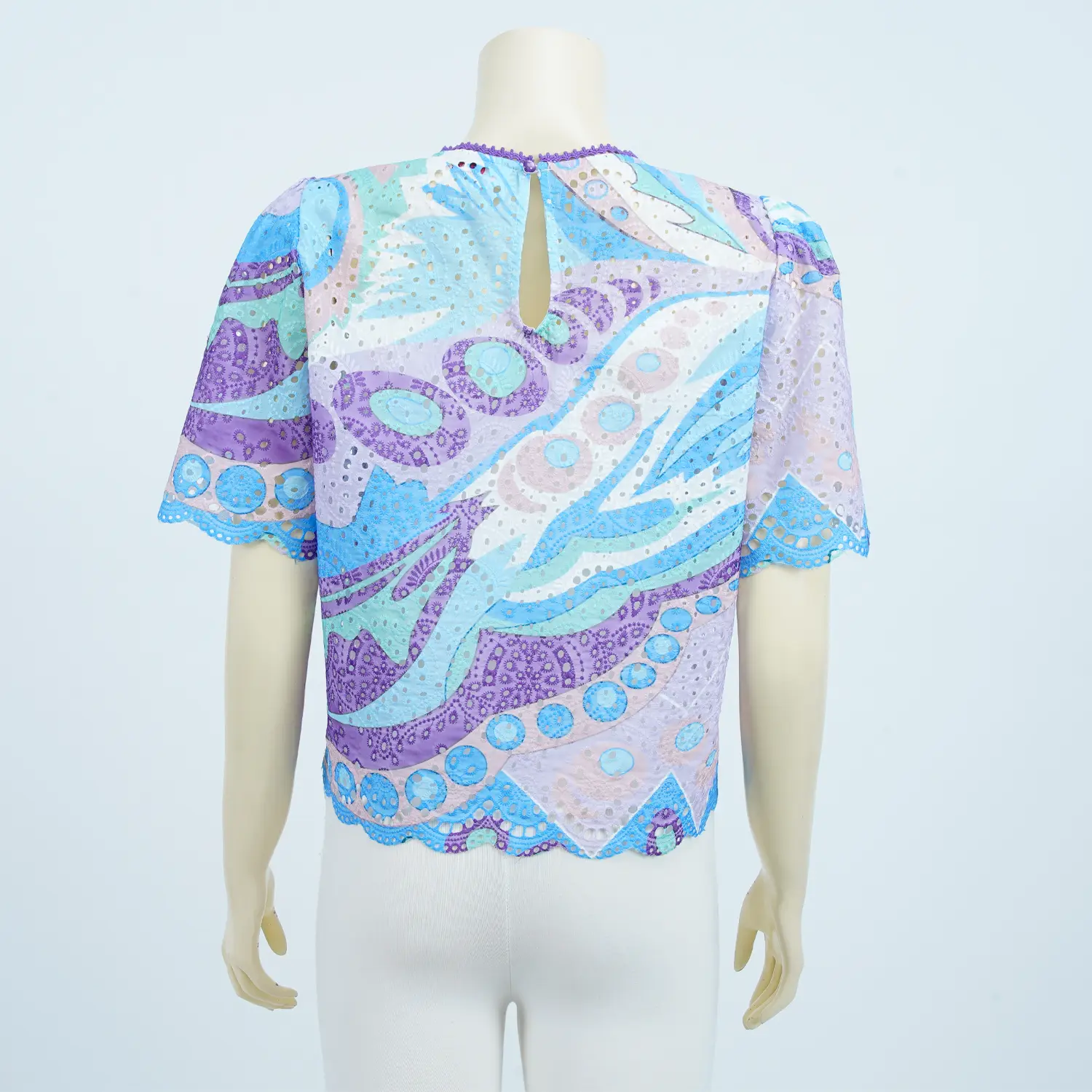 เสื้อสตรีคอกลม แขนยาว 3 ส่วน ผ้าคอตตอนปักฉลุ - Image 4