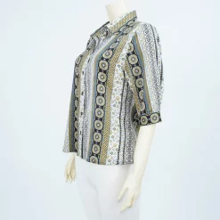 เสื้อเชิ้ตคอปก  แขนกระบอก ยาว 3 ส่วน ผ้าลายทางสไตล์วินเทจ - Image 2
