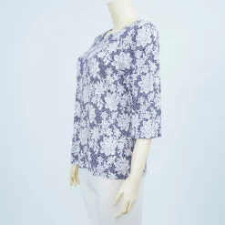 เสื้อคอปาด แขนกระบอก ผ้าลายสไตล์ ลูกไม้ลายดอกไม้ - Image 2