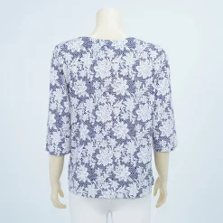 เสื้อคอปาด แขนกระบอก ผ้าลายสไตล์ ลูกไม้ลายดอกไม้ - Image 3