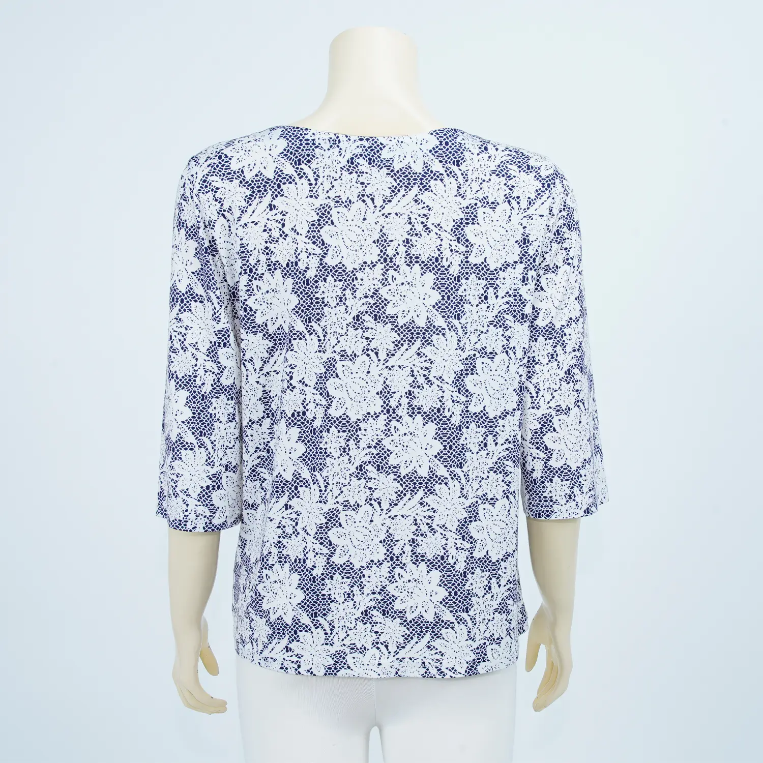 เสื้อคอปาด แขนกระบอก ผ้าลายสไตล์ ลูกไม้ลายดอกไม้ - Image 3