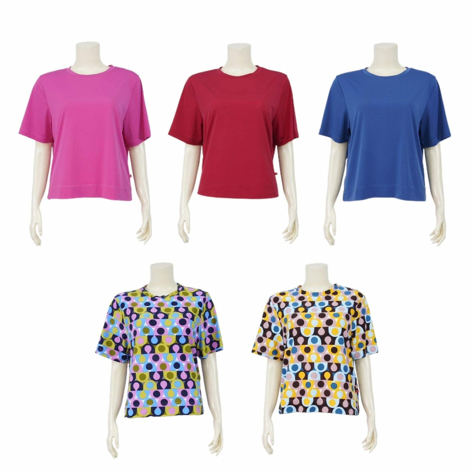เซตเสื้อยืดคอกลม แขนสั้น ทรงโอเวอร์ไซซ์ จำนวน 5 ตัว