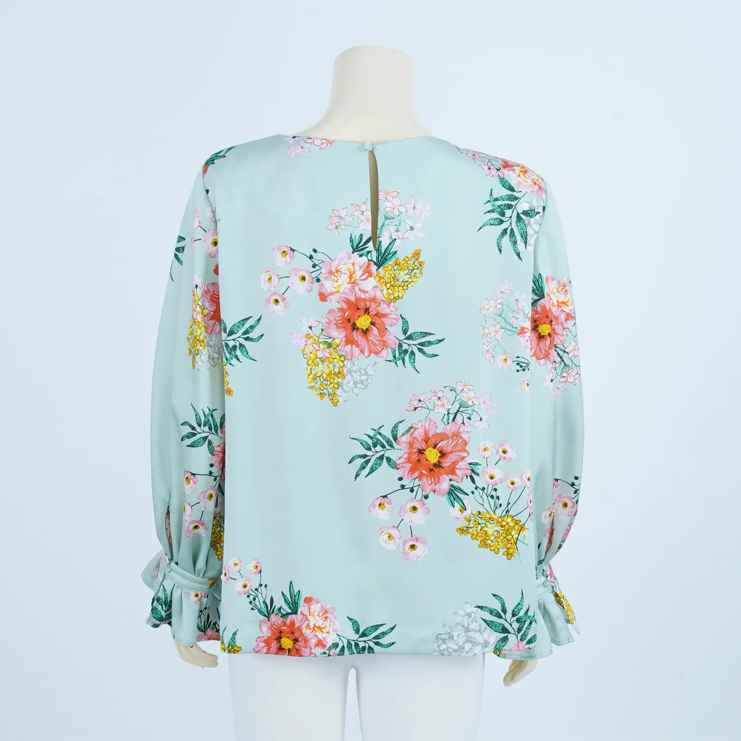 เสื้อคอกลม แขนพองยาว ผ้าพิมพ์ลายดอกไม้ - Image 5