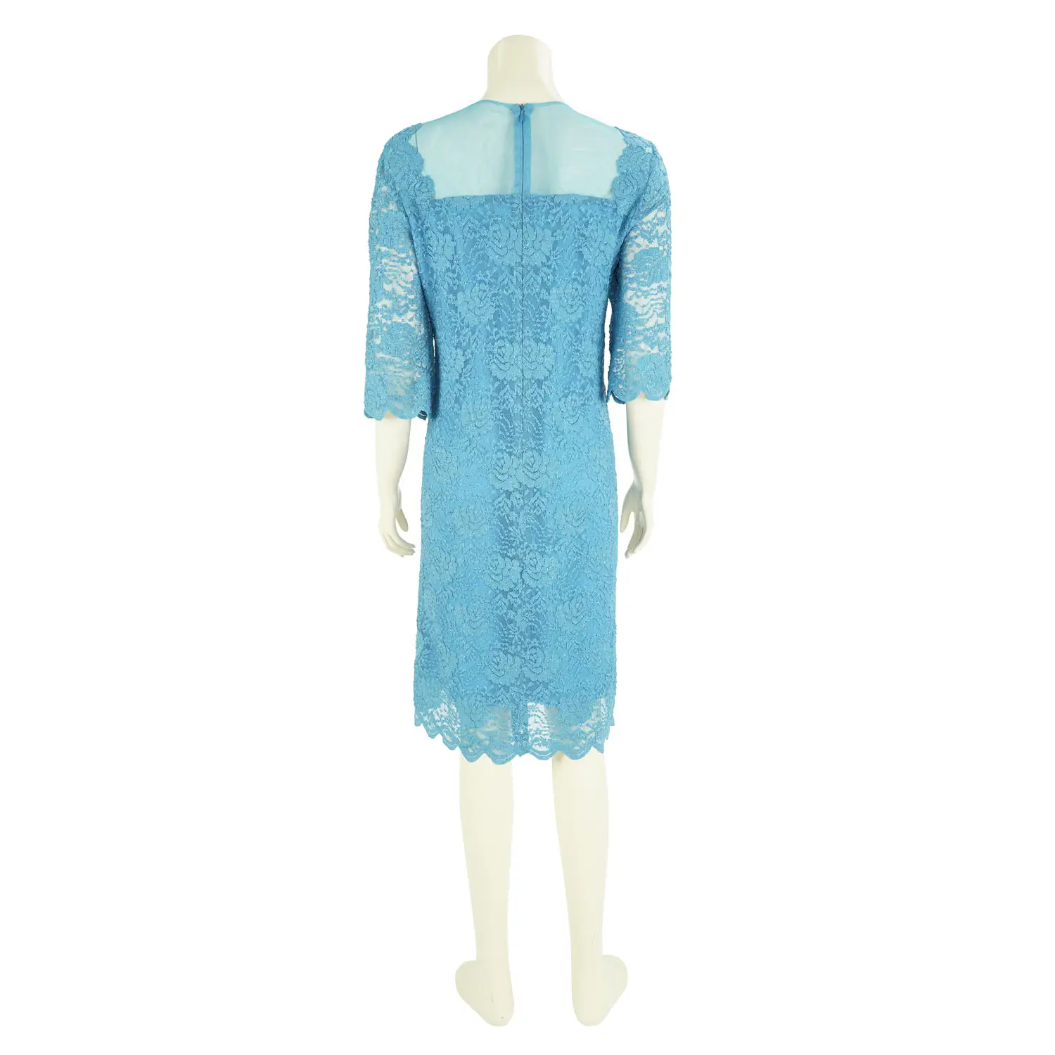 เดรสสตรีคอกลม แขนกระบอก ยาว 4 ส่วน ผ้าลูกไม้ แฟนซีลายดอกไม้ - Image 3