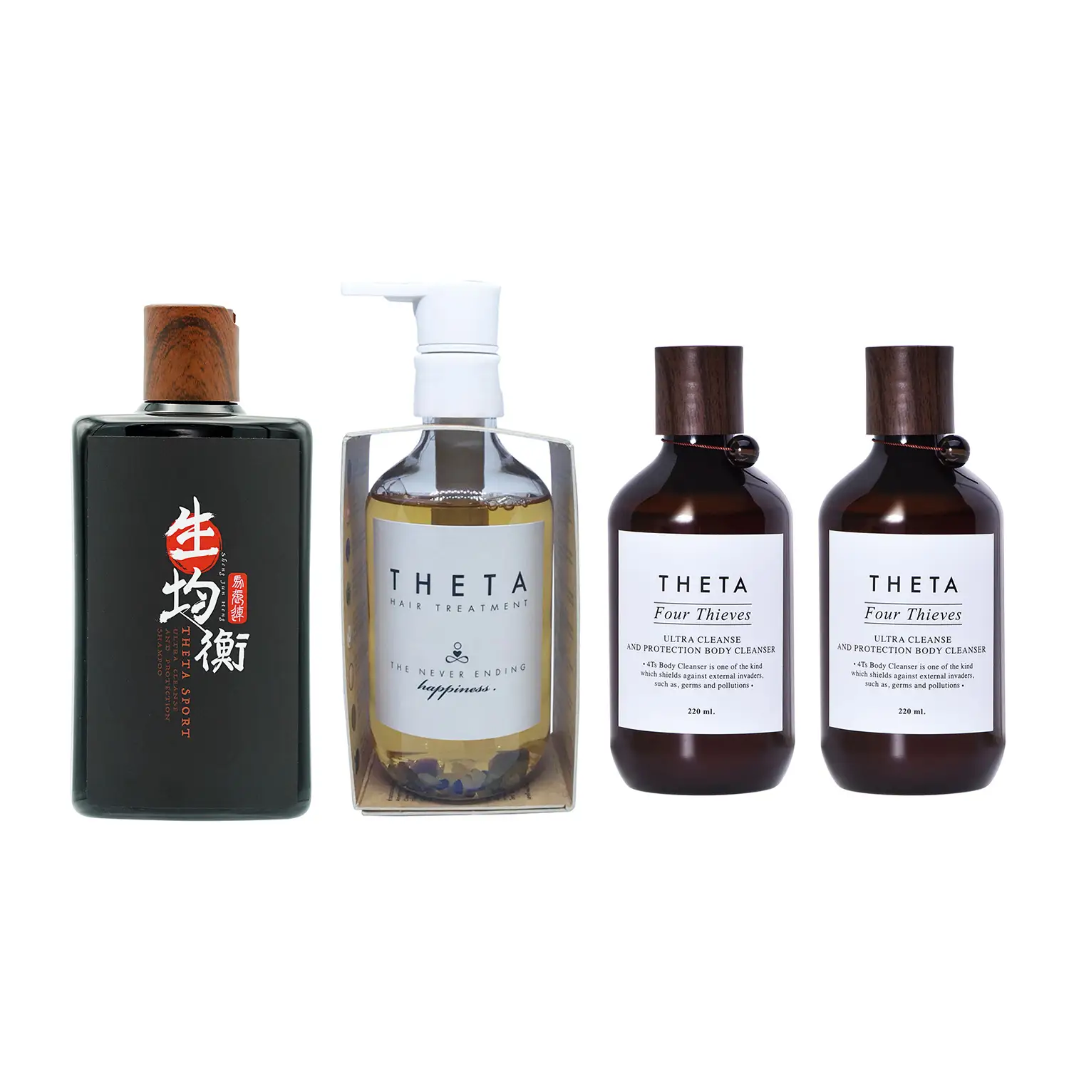 เซตเธทต้า สปอร์ท แชมพู 1 ขวด, แฮร์ทรีทเม้นท์ 1 ขวด และเธทต้า บอดี้คลีนเซอร์ โซป 2 ขวด
