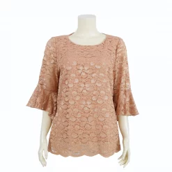 เสื้อคอกลม แขนกระบอก ปลายแขนระบาย ผ้าลูกไม้แฟนซี - Image 3