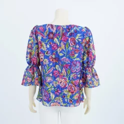 เสื้อคอปาด แขนตุ๊กตา รูดระบายปลายแขน ผ้าลูกไม้ราเชล ลายดอกไม้ - Image 2