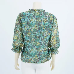 เสื้อคอตั้ง ดีไซน์โบว์ผูก แขนกระบอก รูดระบายปลายแขน ผ้าลูกไม้ราเชล - Image 2