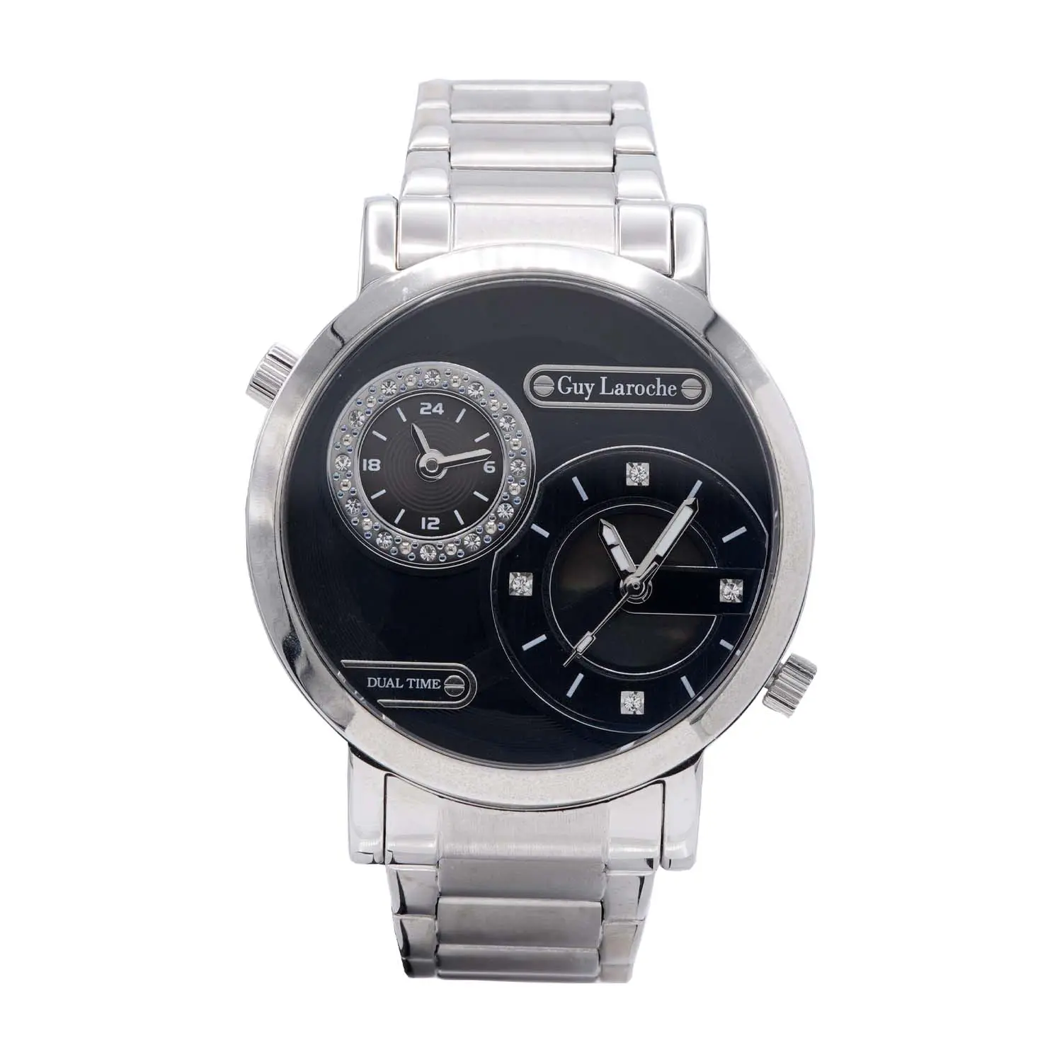 นาฬิกาข้อมือ หน้าปัดทรงกลม แบบ Dual Time แต่งคริสตัล สวารอฟสกี้ - Image 3