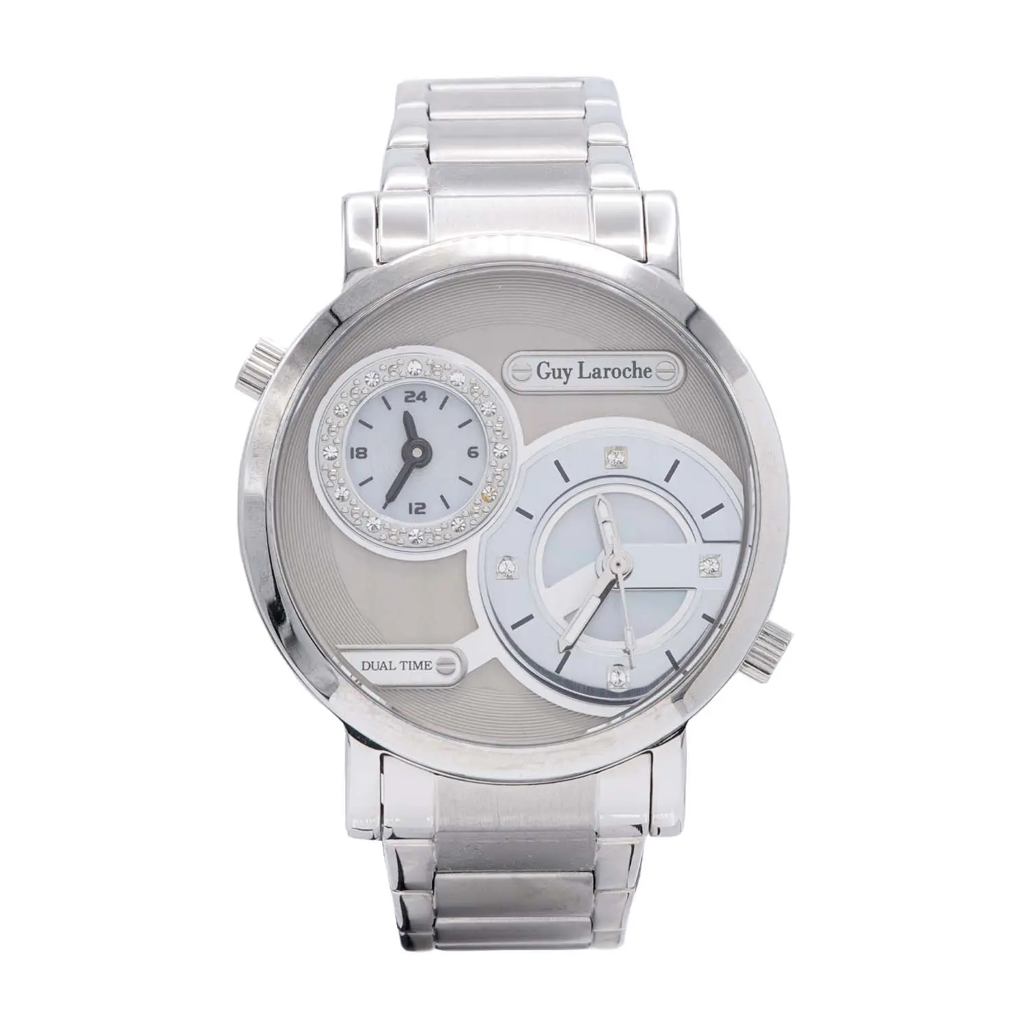 นาฬิกาข้อมือ หน้าปัดทรงกลม แบบ Dual Time แต่งคริสตัล สวารอฟสกี้ - Image 2
