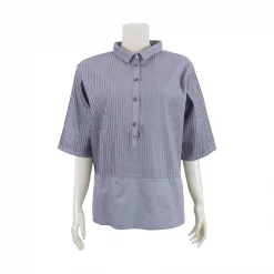 เสื้อคอปก แขนกระบอก ผ้าตีเกล็ดแนวดิ่ง - Image 2