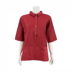 เสื้อคอปก แขนกระบอก ผ้าตีเกล็ดแนวดิ่ง - Image 5