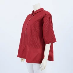 เสื้อคอปก แขนกระบอก ผ้าตีเกล็ดแนวดิ่ง - Image 4