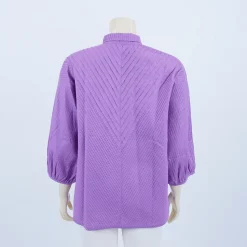 เสื้อคอปก แขนกระบอก รูดเข้าขอบแขน ผ้าดีไซน์ตีเกล็ด แนวเฉียง - Image 3