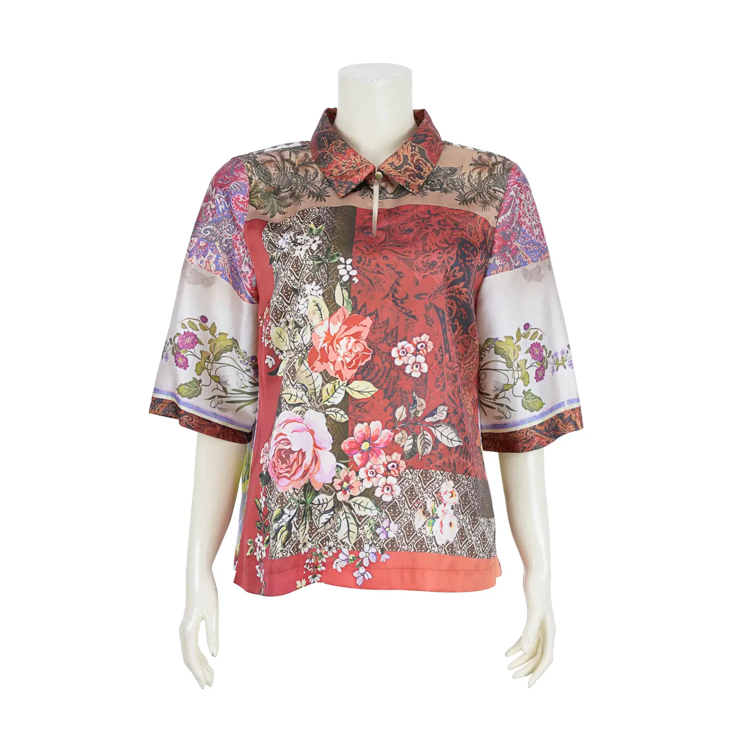 เสื้อคอปก แขนยาว 3 ส่วน ผ้า Silky Satin