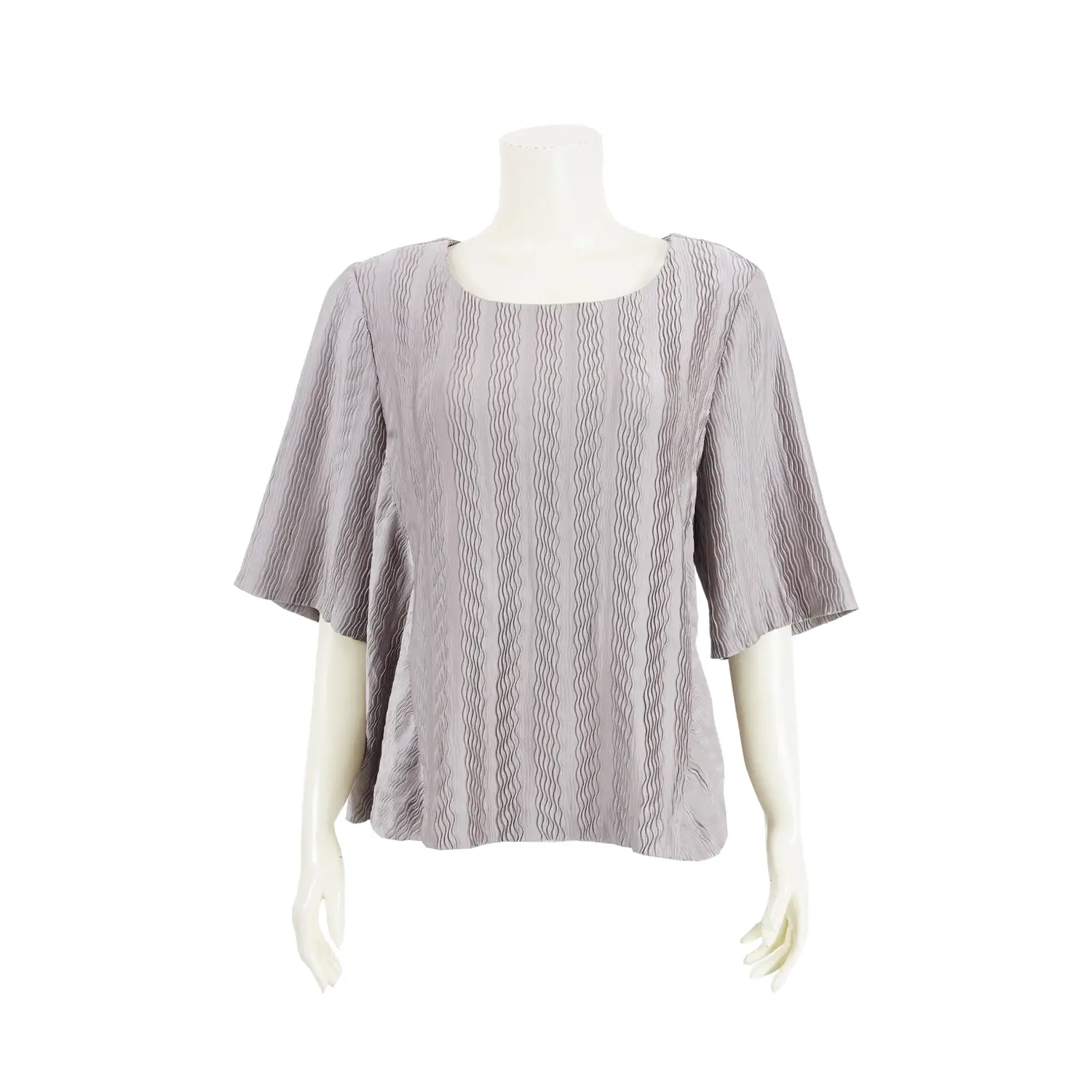 เสื้อคอปาด แขนยาว 3 ส่วน ผ้าพลีทลายคลื่น - Image 3