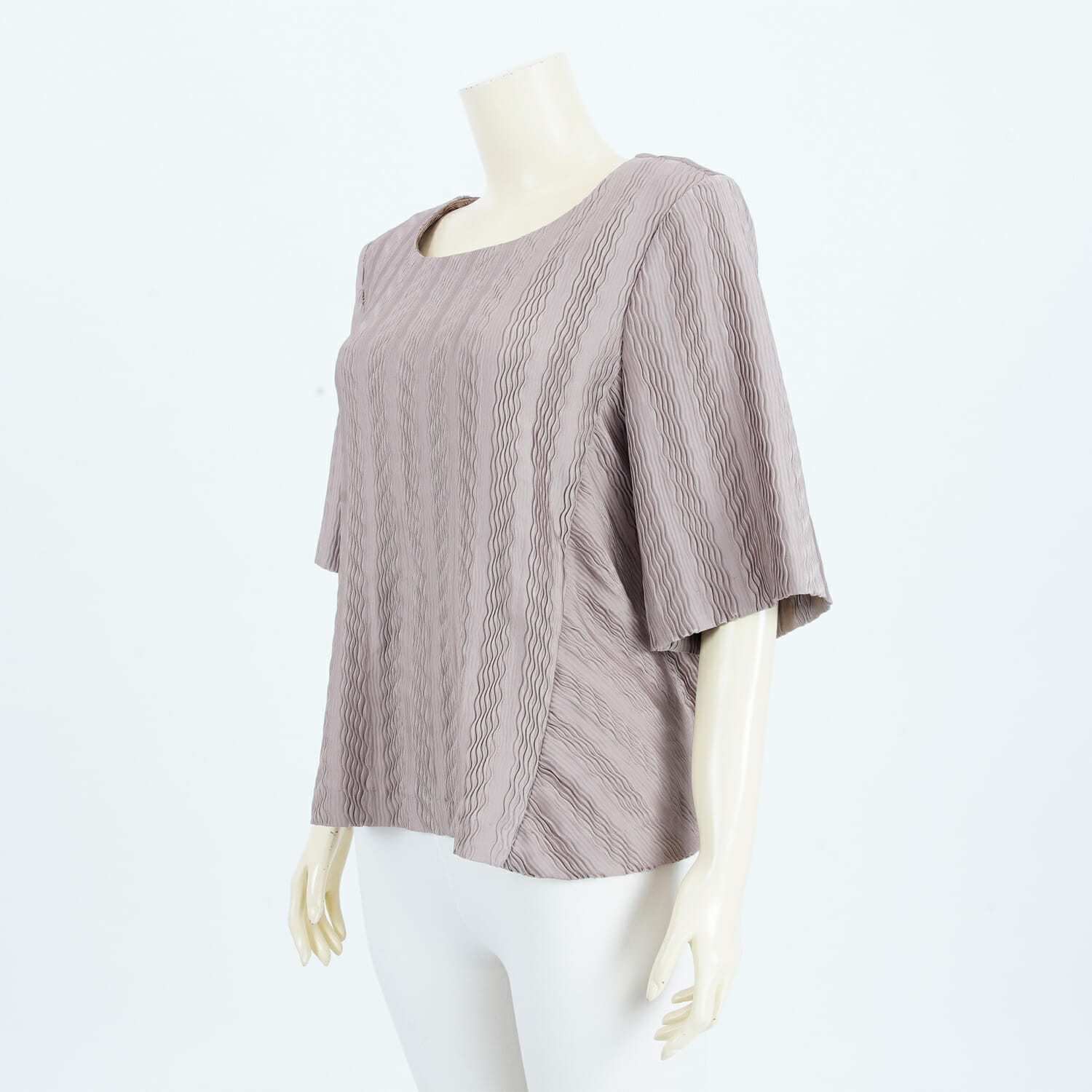 เสื้อคอปาด แขนยาว 3 ส่วน ผ้าพลีทลายคลื่น - Image 4