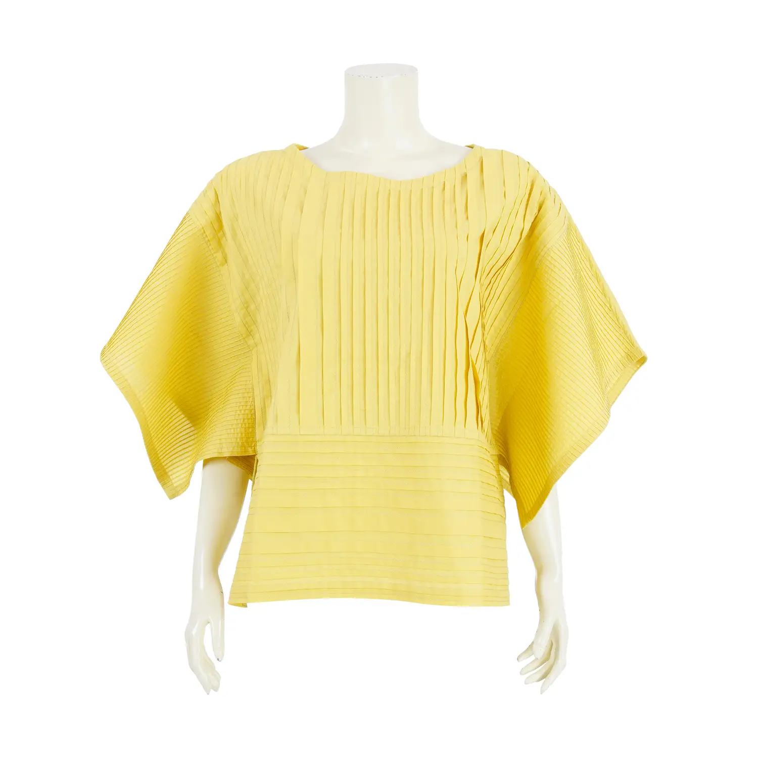 เสื้อคอปาด แขนกว้าง ดีไซน์ไหล่ตก ผ้าสีพื้นตีเกล็ด - Image 2