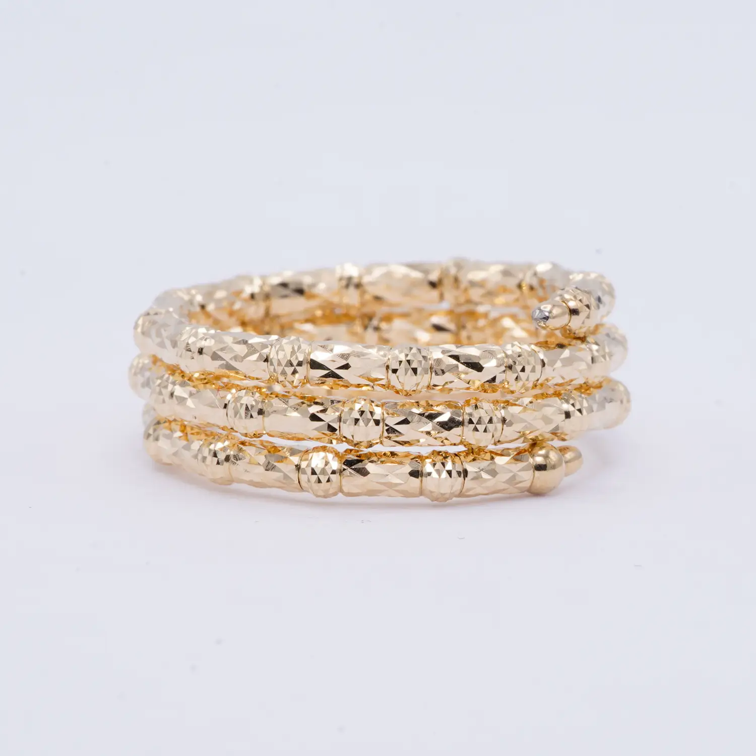 แหวนทอง18K เจียผิว Cross V Cut ดีไซน์ 3 ชั้น (Flexible Ring) - Image 4
