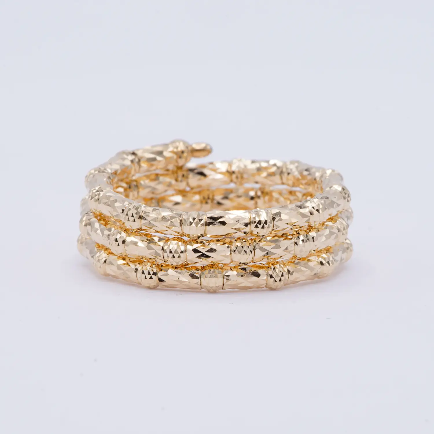 แหวนทอง18K เจียผิว Cross V Cut ดีไซน์ 3 ชั้น (Flexible Ring) - Image 3