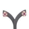 ต่างหูเงิน925 ชุบทอง18K  ประดับทับทิมและเพชรสีขาว  ดีไซน์ Celtic Knot in Ruby