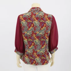 เสื้อคอปก แขนพองยาว 4 ส่วน ผ้าพีชสกินพิมพ์ลาย - Image 6