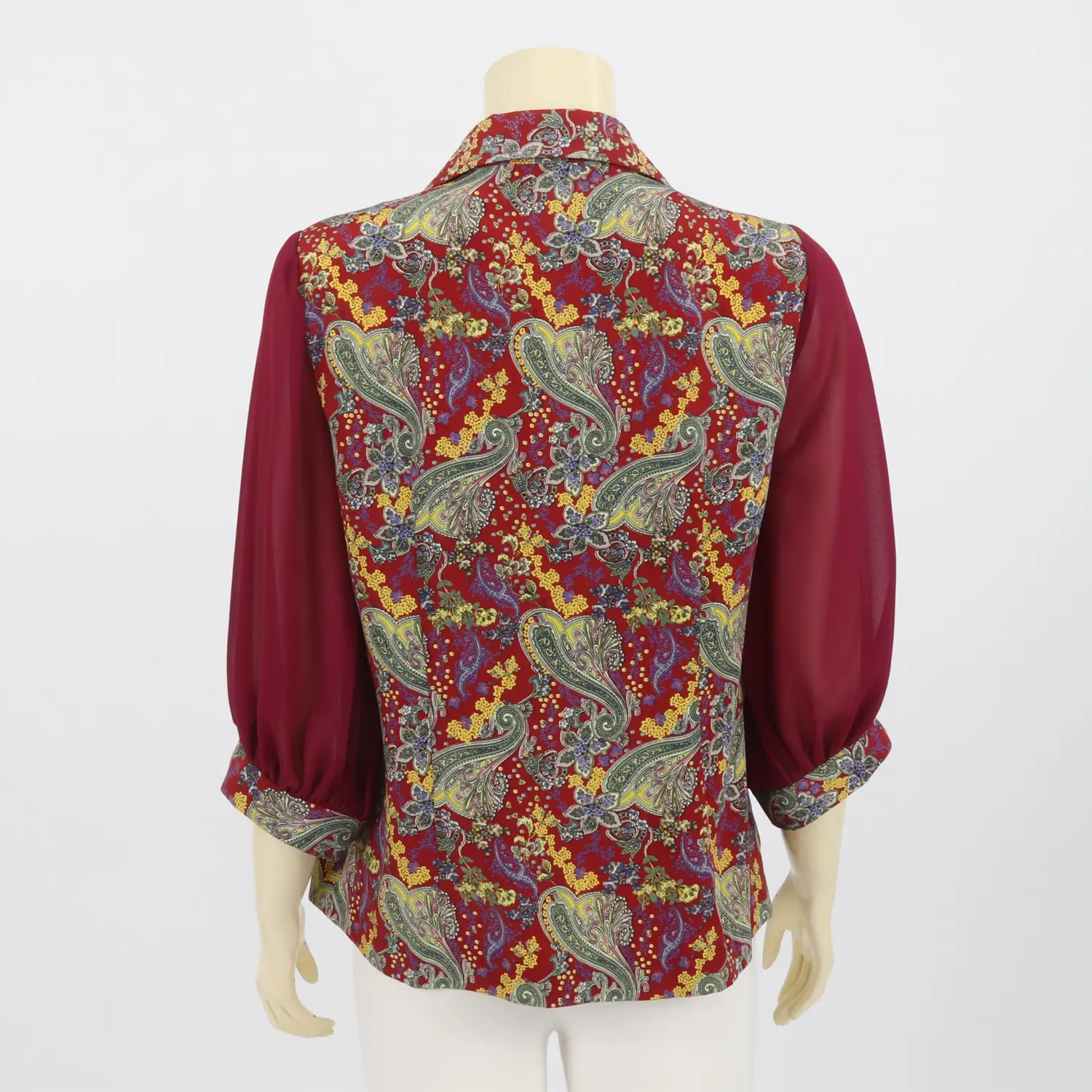 เสื้อคอปก แขนพองยาว 4 ส่วน ผ้าพีชสกินพิมพ์ลาย - Image 6