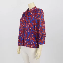 เสื้อคอตั้ง  แขนพองยาว 4 ส่วน ผ้าลายดอกไม้ - Image 2