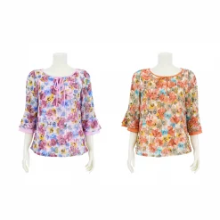 เสื้อคอปาด เสริมเชือกผูกโบว์ แขนกระบอก ตัดต่อ ปลายแขนระบาย 2 ชั้น ผ้าลูกไม้วิคตอเรีย