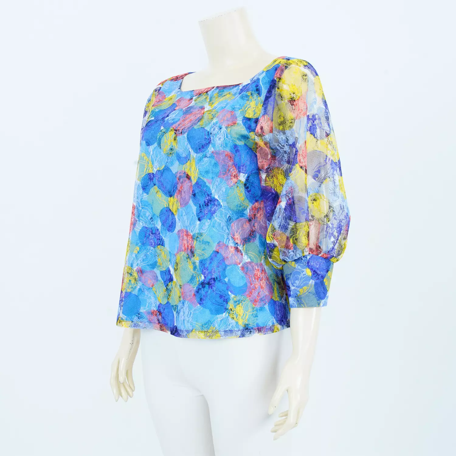 เสื้อคอเหลี่ยม แขนบอลลูน เสริมขอบแขน ผ้าลูกไม้ราเชล - Image 2
