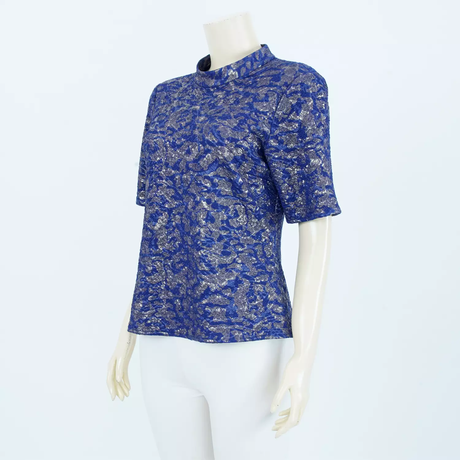 เสื้อคอตั้ง แขนกระบอกสั้น ผ้ายืดแฟนซี - Image 2