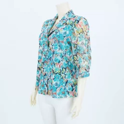 เสื้อคอปกกล้วยหอม แขนกระบอก เสริมขอบแขน ผ้าลูกไม้ราเชล ลายดอกไม้ - Image 2