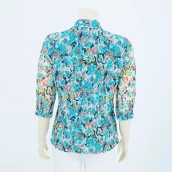 เสื้อคอปกกล้วยหอม แขนกระบอก เสริมขอบแขน ผ้าลูกไม้ราเชล ลายดอกไม้ - Image 3