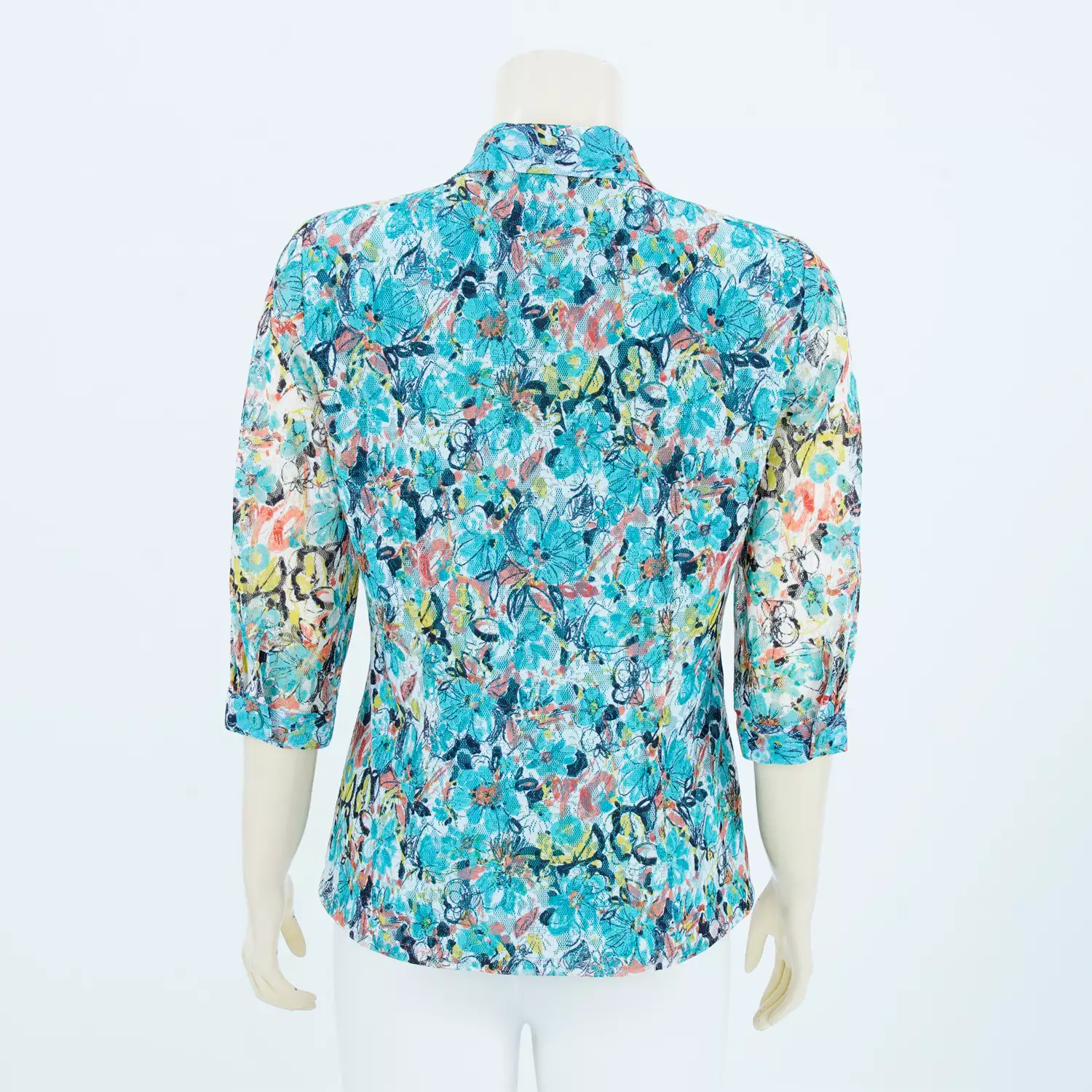 เสื้อคอปกกล้วยหอม แขนกระบอก เสริมขอบแขน ผ้าลูกไม้ราเชล ลายดอกไม้ - Image 3