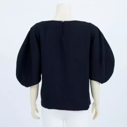 เสื้อคอปาด แขนทรง Dolman ยาว 3 ส่วน ผ้าแจ็คการ์ดลายทาง - Image 2