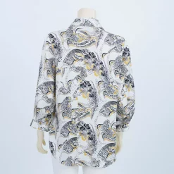 เสื้อเชิ้ตคอปก แขนพองยาว ผ้าซอฟท์ ซาติน ลายดอกไม้ - Image 2