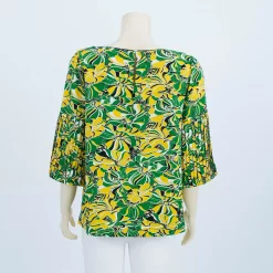 เสื้อคอปาด แขนยาว 4 ส่วน จับจีบปลายแขน ลายดอกไม้กราฟิก - Image 2