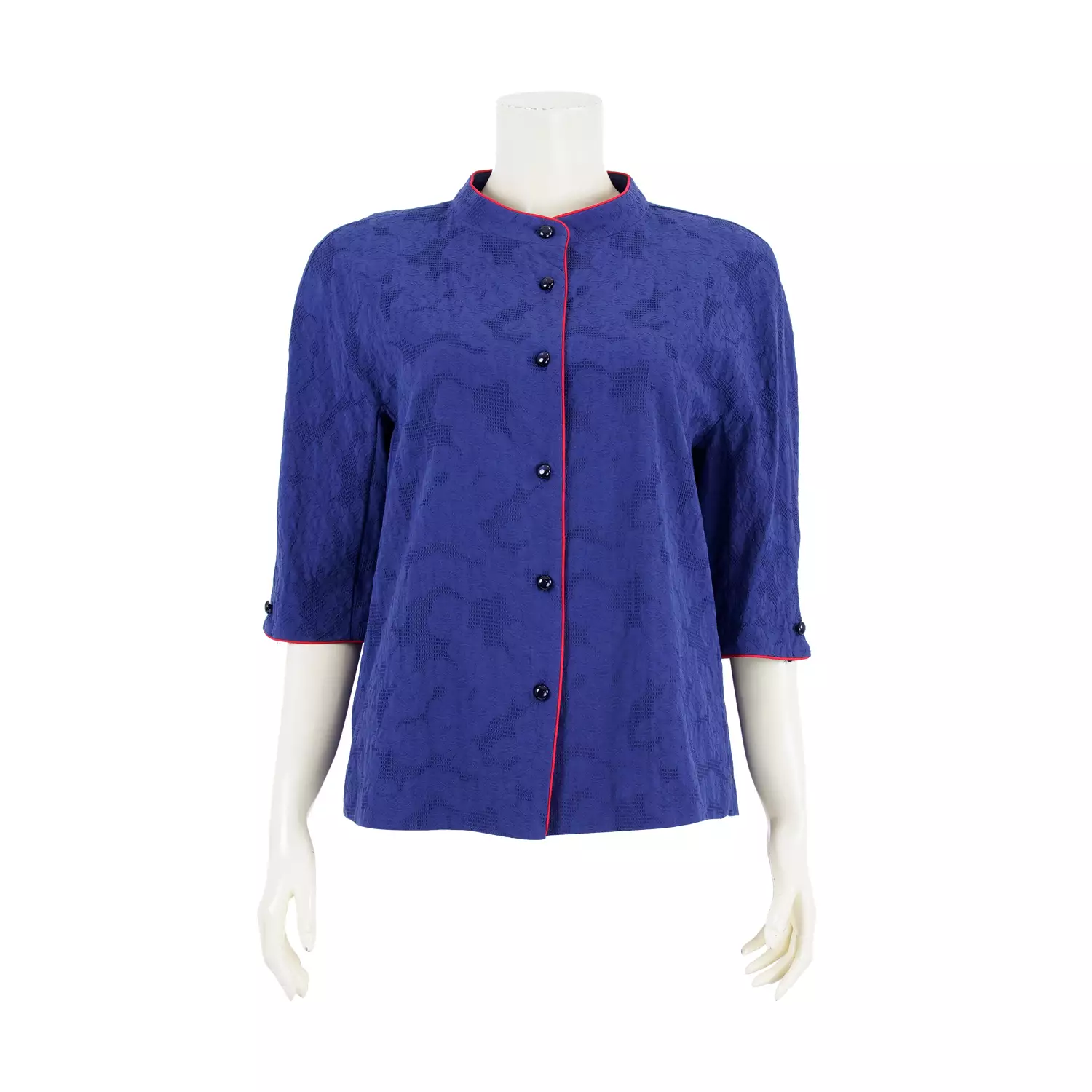 เสื้อคอตั้ง แขนในตัว ยาว 4 ส่วน ผ้าแจ็คการ์ด ทอลายดอกไม้Itokin Boutique
