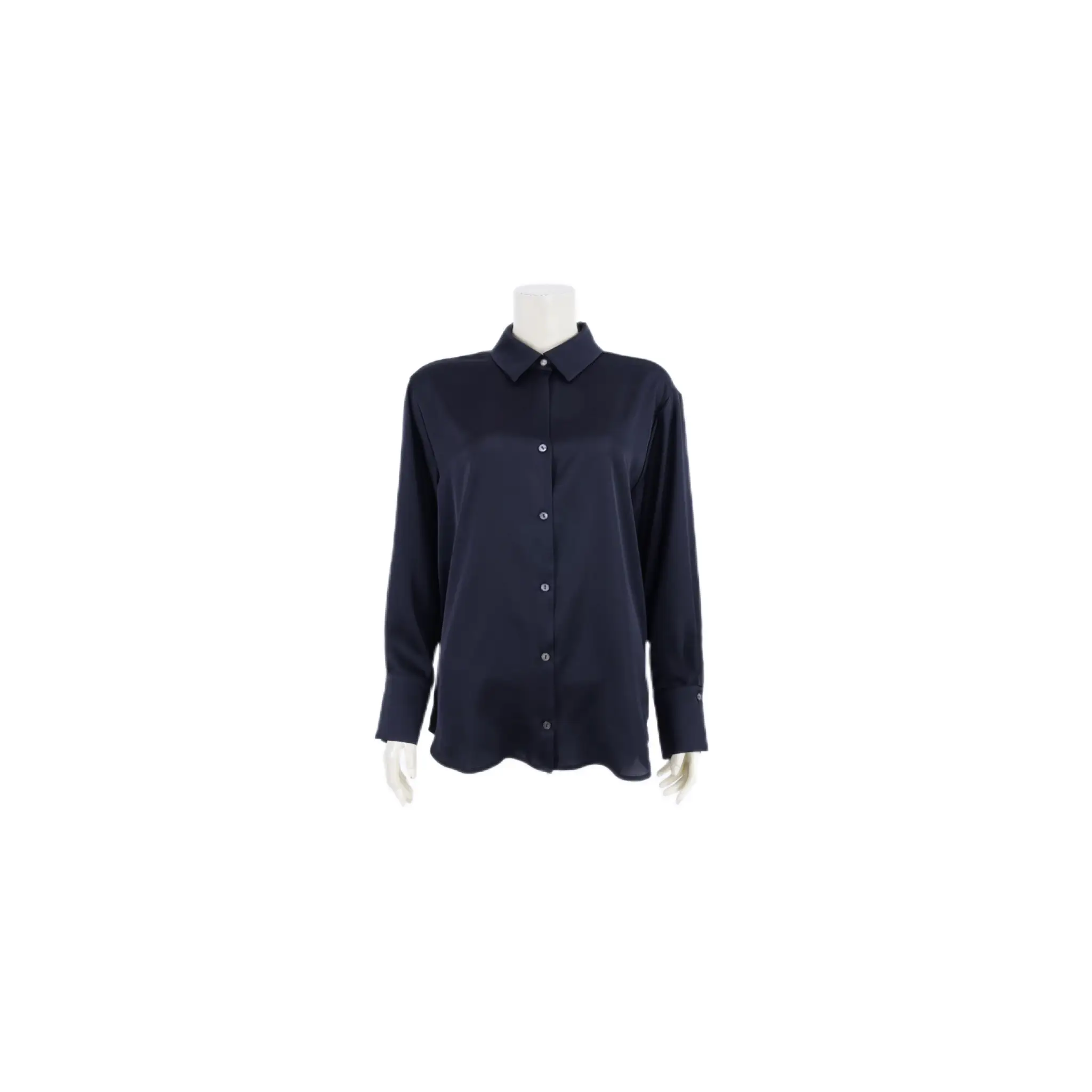เสื้อคอปกเชิ้ต ทรงโอเวอร์ไซซ์ แขนกระบอกยาว เสริมขอบแขน ผ้าสีพื้น - Image 3