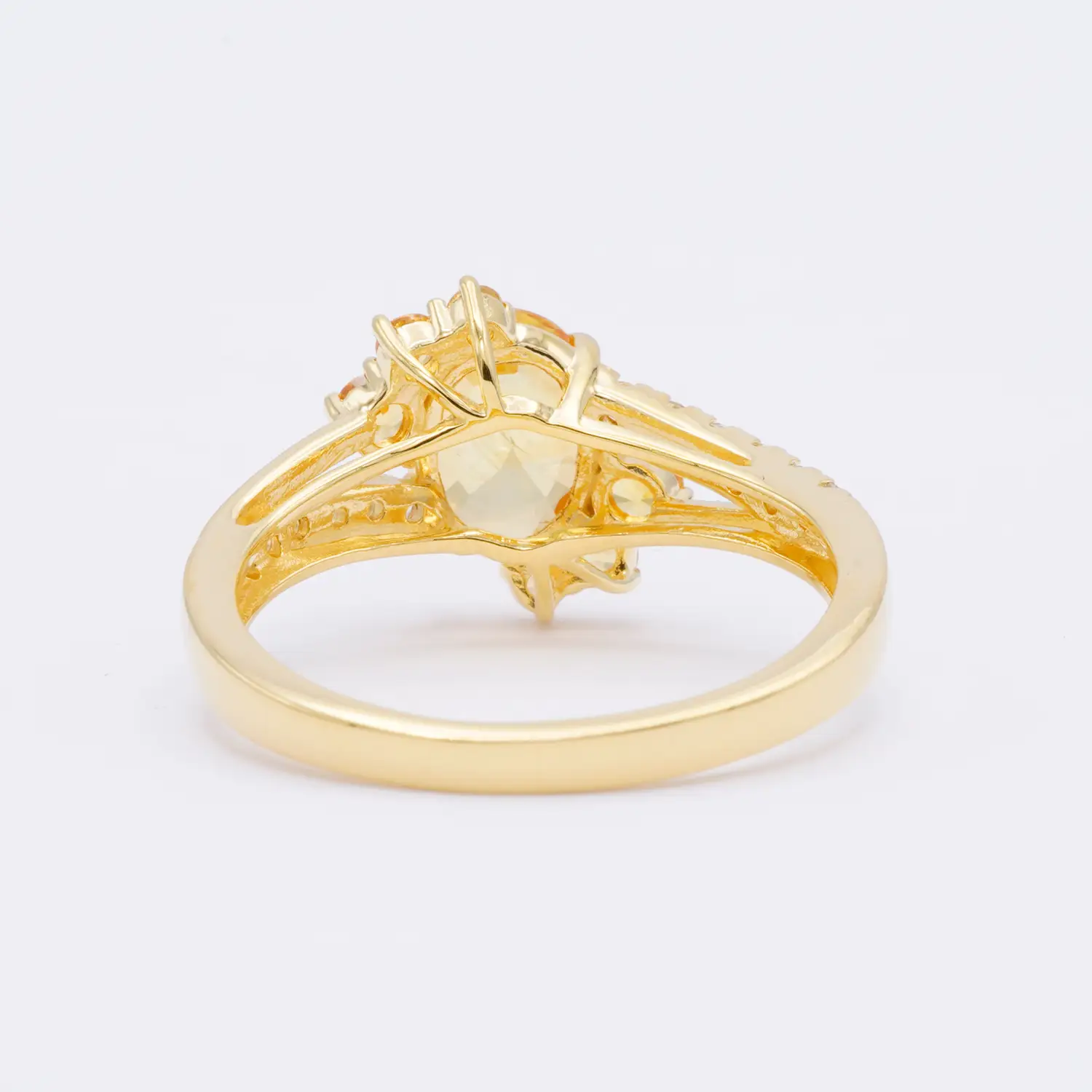 แหวนเงิน925 ชุบทอง18K ประดับบุษราคัม และโทแพซสีขาว - Image 2