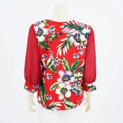 เสื้อคอกลม แขน 4 ส่วน ผ้าลายดอกไม้ - Image 5