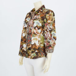 เสื้อเชิ้ต แขนยาว 4 ส่วน ผ้าลายเสือดาว และดอกไม้ - Image 3