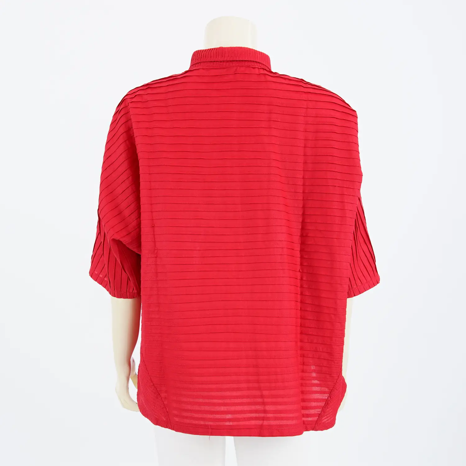 เสื้อคอปก แขนค้างคาว 4 ส่วน ตีเกล็ดแนวขวาง แบบตะเข็บคู่ - Image 3