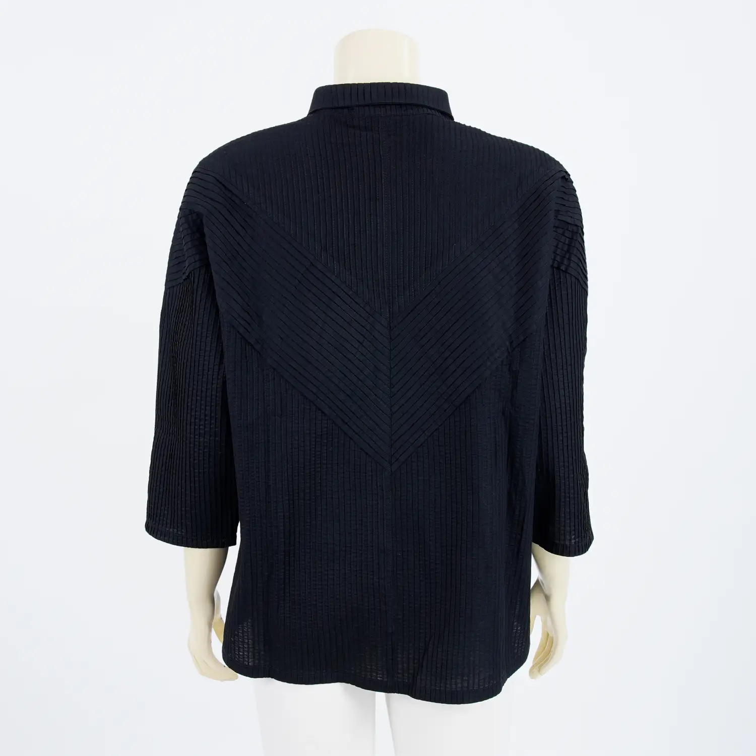 เสื้อคอปก แขนค้างคาว 4 ส่วน สอบปลายแขน ผ้าตีเกล็ดผสม 2 เกล็ด - Image 3