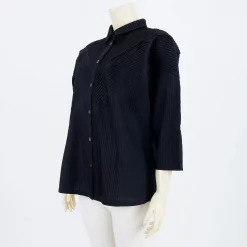 เสื้อคอปก แขนค้างคาว 4 ส่วน สอบปลายแขน ผ้าตีเกล็ดผสม 2 เกล็ด - Image 2